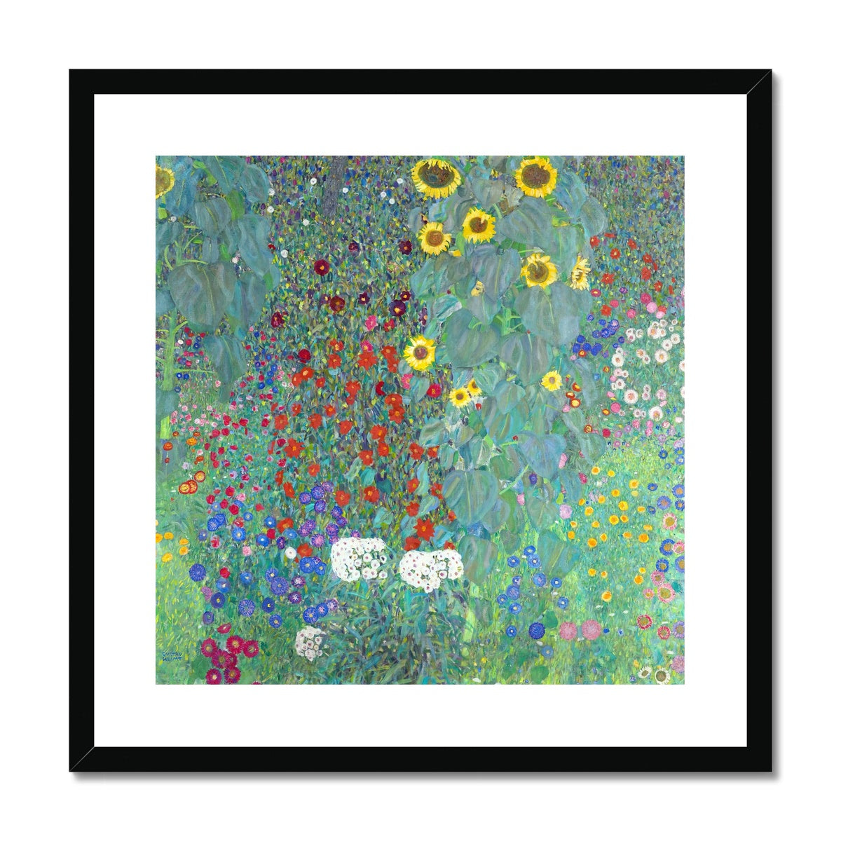 Gustav Klimt Framed Open Edition Art Print. ''Cottage Garden with Sunflowers'. Art Gallery Historic Art