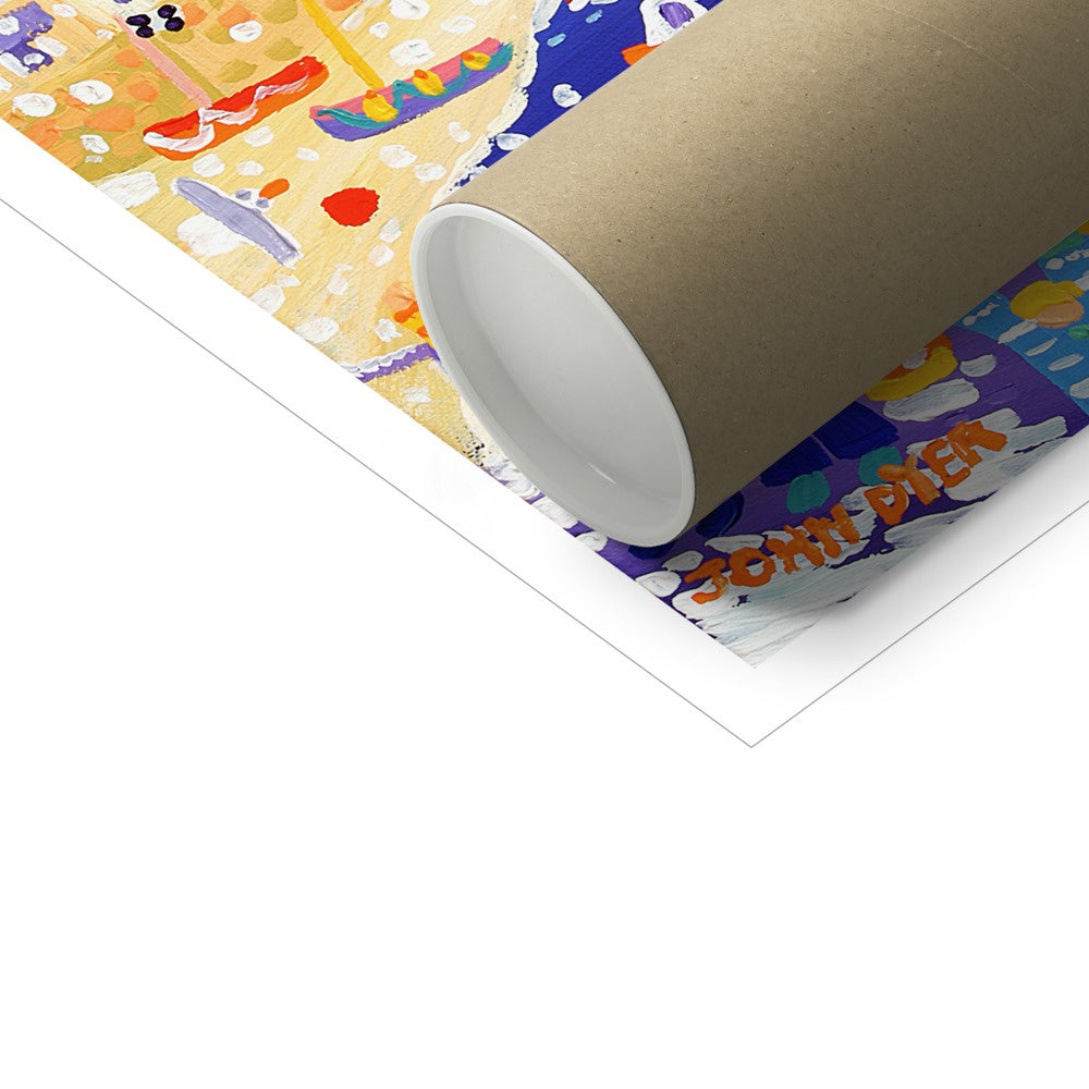 John Dyer Fine Art Print. Open Edition Cornish Art Print. 'Christmas Magic, St Ives'. Cornwall Art Gallery