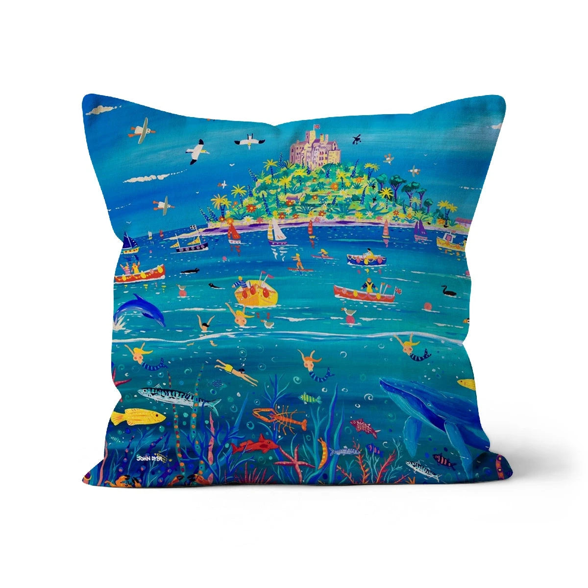 Underwater Wonders St Michael's Mount Whale, Art Cushion by John Dyer John Dyer