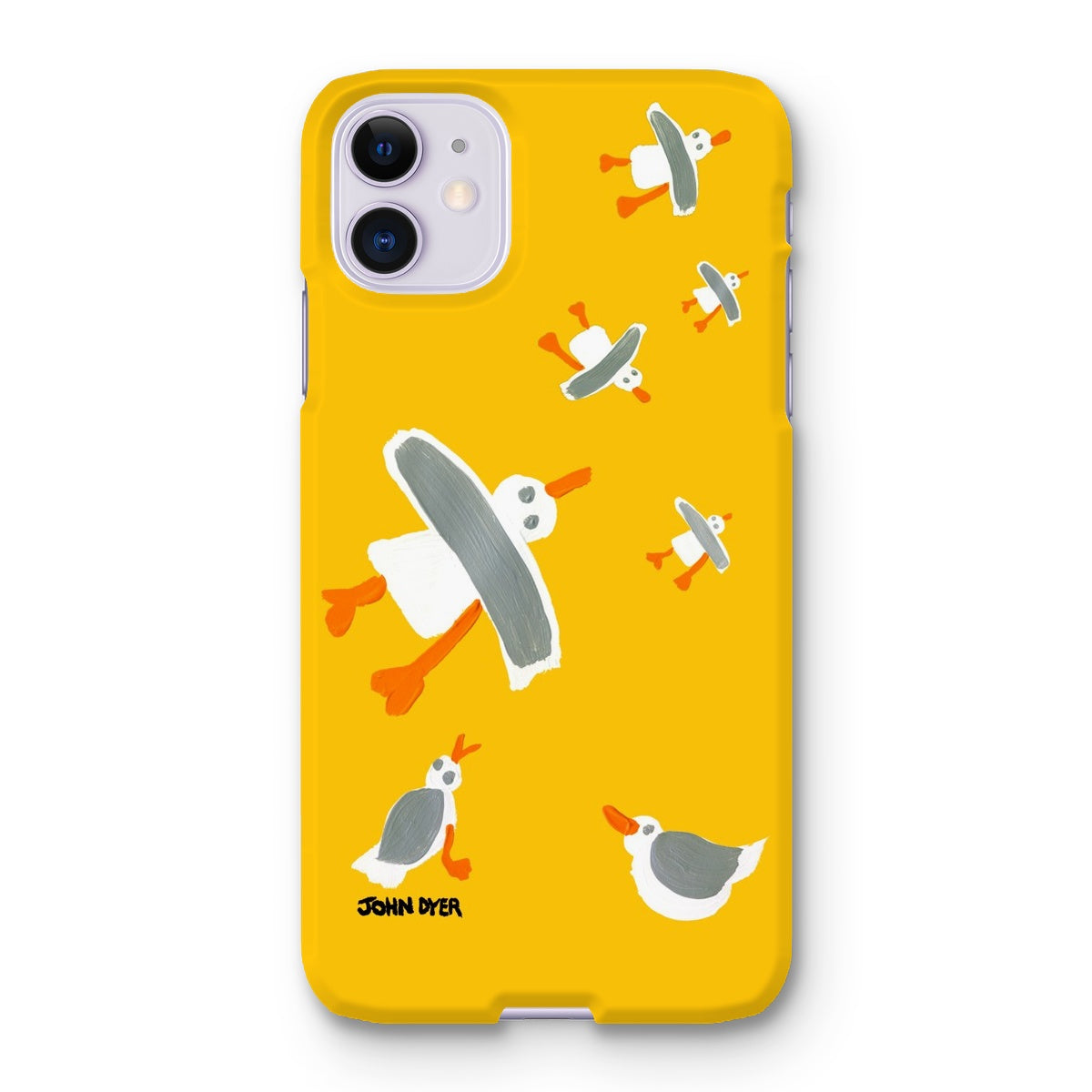 Snap Art Phone Case. Cornish Seagulls - Yellow Colour. Artist John Dyer. Cornwall Art Gallery