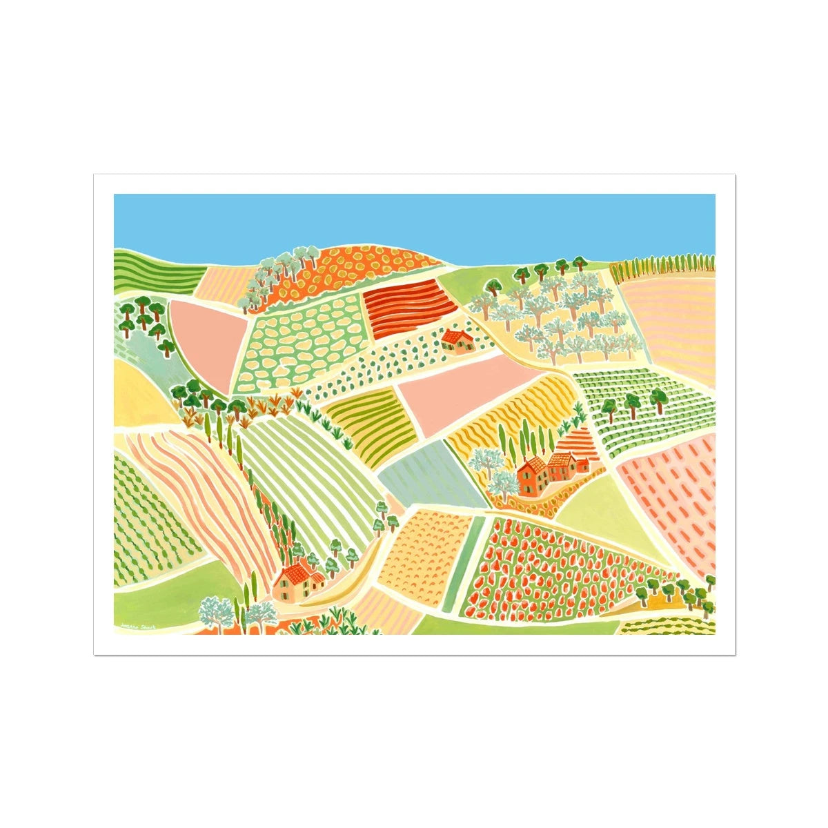 Joanne Short Fine Art Open Edition French Art Print. 'Rasteau Hillside, Provence'. French Art Gallery Joanne Short