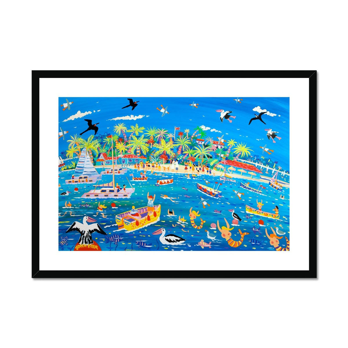 John Dyer Framed Open Edition Cornish Art Print. 'Magical Day at Marina Cay'. British Virgin Islands Caribbean Art Gallery