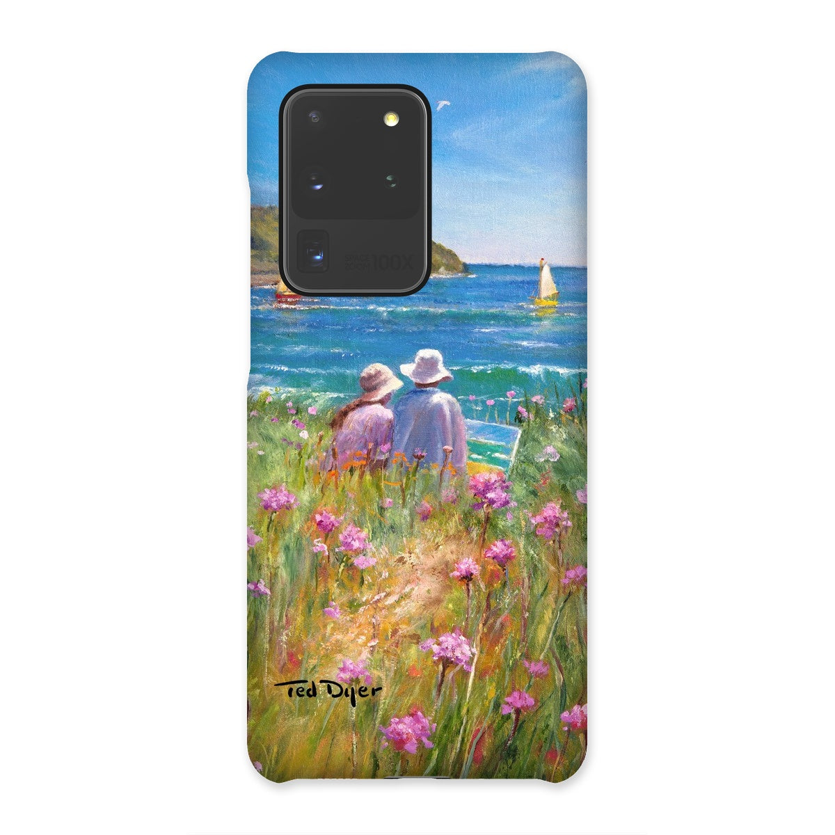 Snap Art Phone Case. Sea Pinks and Painters, Falmouth. Artist Ted Dyer. Cornwall Art Gallery