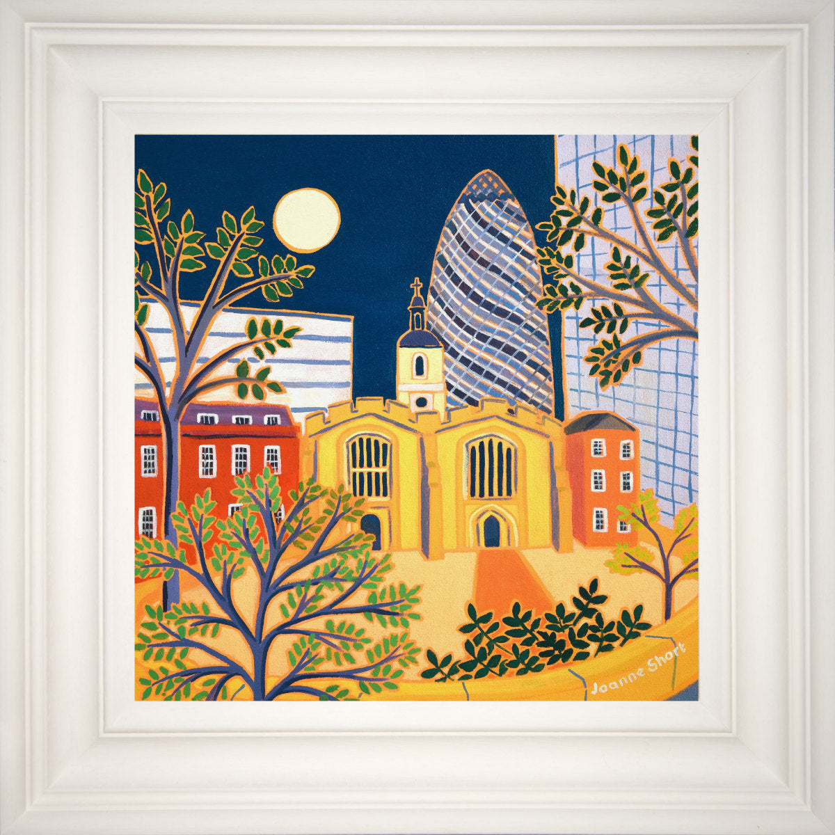 'The Old and the New, St Helen's Bishopsgate, London', 12x12 inches oil on canvas. Painting by British Artist Joanne Short.