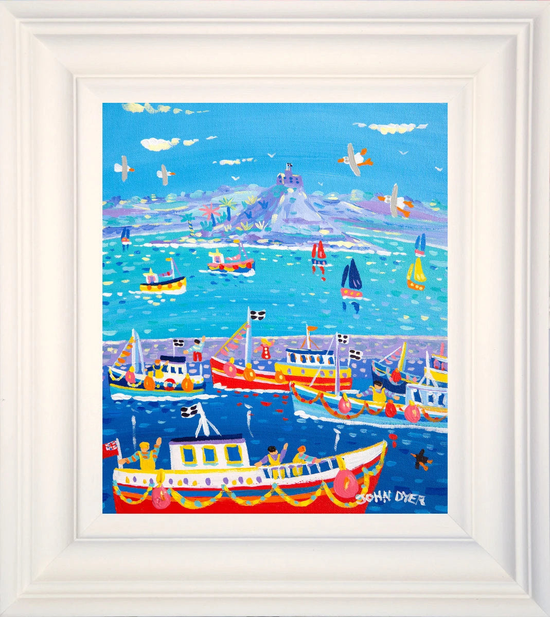 'Looking across Newlyn', 12 x 10 inches original art acrylic on canvas. Paintings of Cornwall by Cornish Artist John Dyer from our Cornwall Art Gallery John Dyer