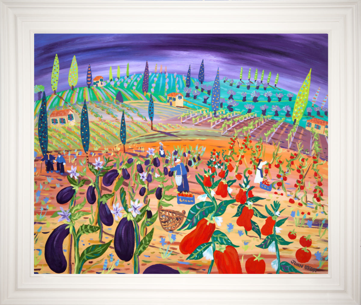 Original Painting of Tuscany, Italy by John Dyer. 'A Feast of Food, Italy'. Italian Art Gallery