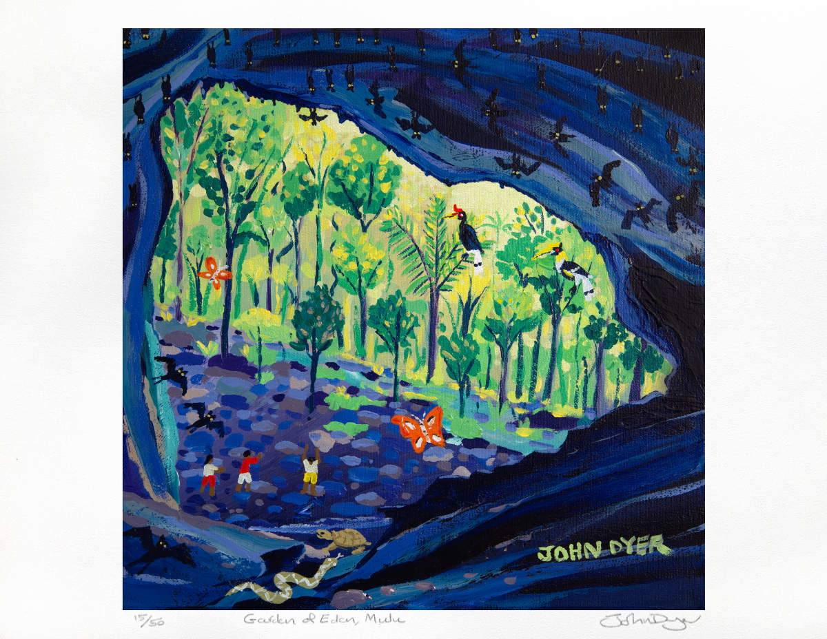 Limited Edition Jungle Print by Environmental Artist John Dyer. 'Garden of Eden, Mulu Rainforest,Borneo'. Animal Art Prints John Dyer