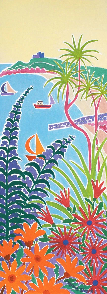 Signed Limited Edition Print by Cornish Artist Joanne Short. 'Peeping through the Plants, Tresco'. Cornwall Art Gallery Beach Print Joanne Short