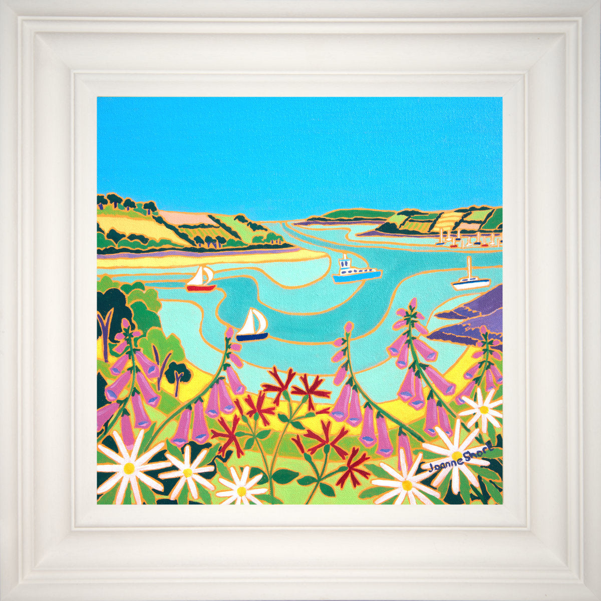 Cornwall Art Gallery Painting by Joanne Short. 'View of the Carrick Roads from Trelissick'. 12 x 12 inches oil on canvas.