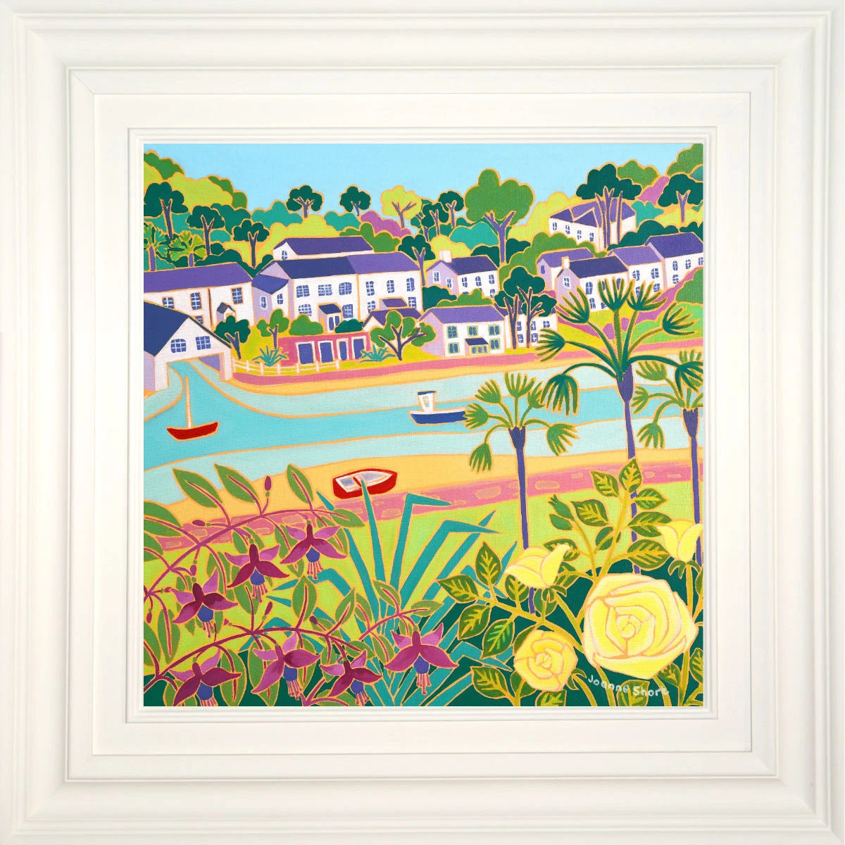 'Cottage Garden, Helford', 18x18 inches oil on canvas. Cornwall Painting by Cornish Artist Joanne Short. Cornish Art from our Cornwall Art Gallery Joanne Short
