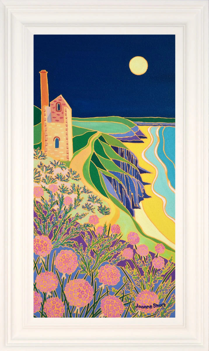 'Full Moon at Wheal Coates', 23.5x12 inches oil on canvas. Cornwall Painting by Cornish Artist Joanne Short. Cornish Art from our Cornwall Art Gallery Joanne Short