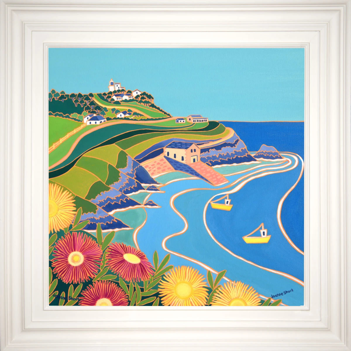 'Hottentots on the Cliffs, Lizard Point’. 24x24 inches oil on canvas. Paintings of Cornwall by Cornish Artist Joanne Short from our Cornwall Art Gallery Joanne Short