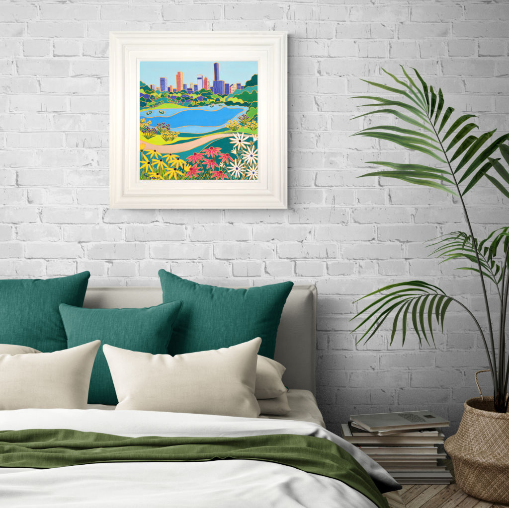 'Lakeside Flowers, Central Park, New York',
18 x 18 inches, oil on canvas. Paintings of America by British Artist Joanne Short. American Art Gallery