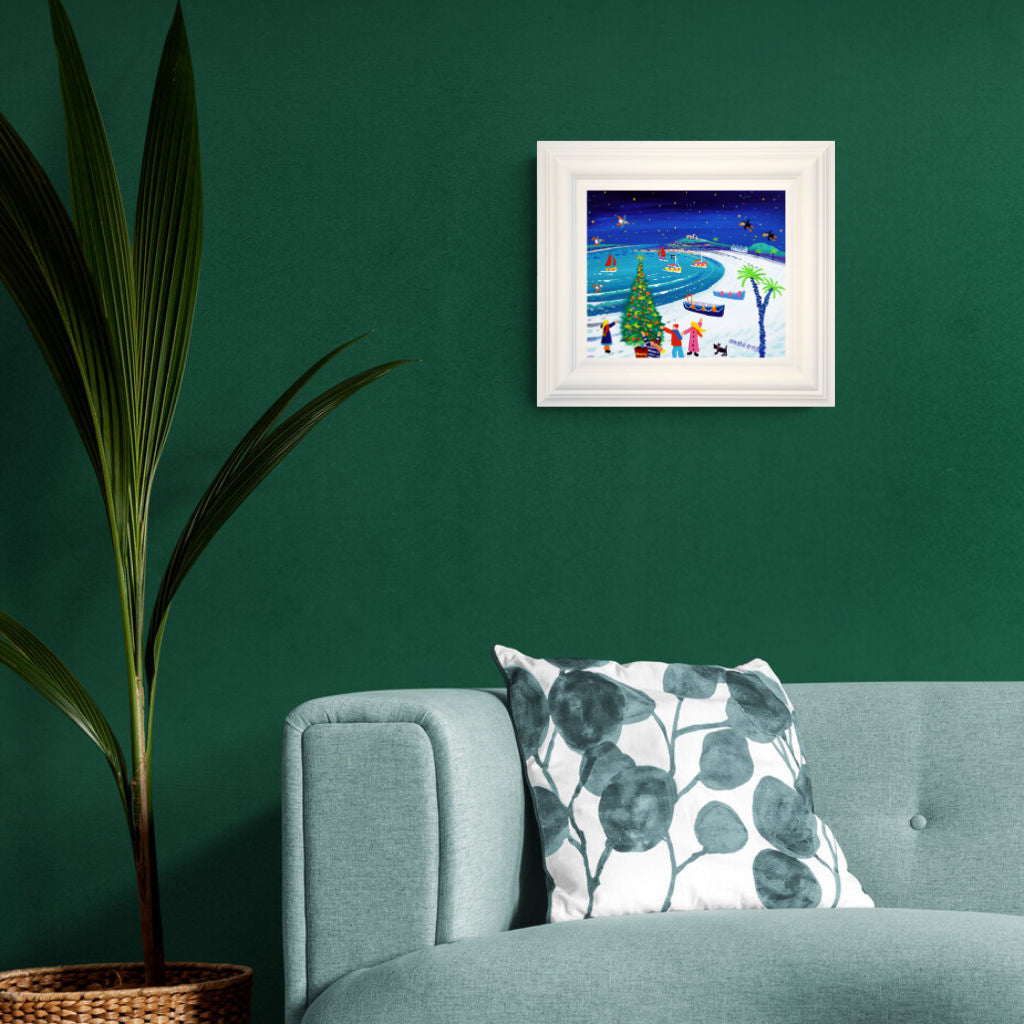 'Christmas on the Beach, Tresco', 10x12 inches acrylic on canvas. Paintings of Cornwall. Cornish Artist John Dyer. Cornwall Art Gallery