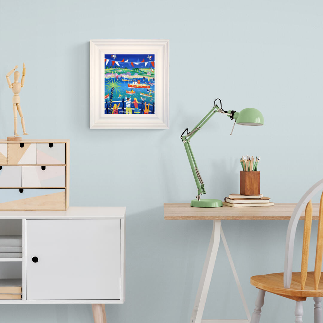 'Fluttering Flags Falmouth', 12x10 inches acrylic on canvas. Cornwall Painting by Cornish Artist John Dyer. Cornish Art from our Cornwall Art Gallery