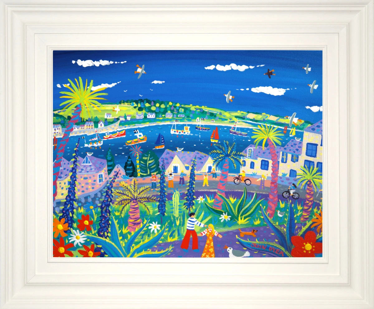 'Tropical View to Trefusis, Falmouth'. 18 x 24 inches, acrylic on canvas. Cornwall Art Gallery Painting by John Dyer. John Dyer