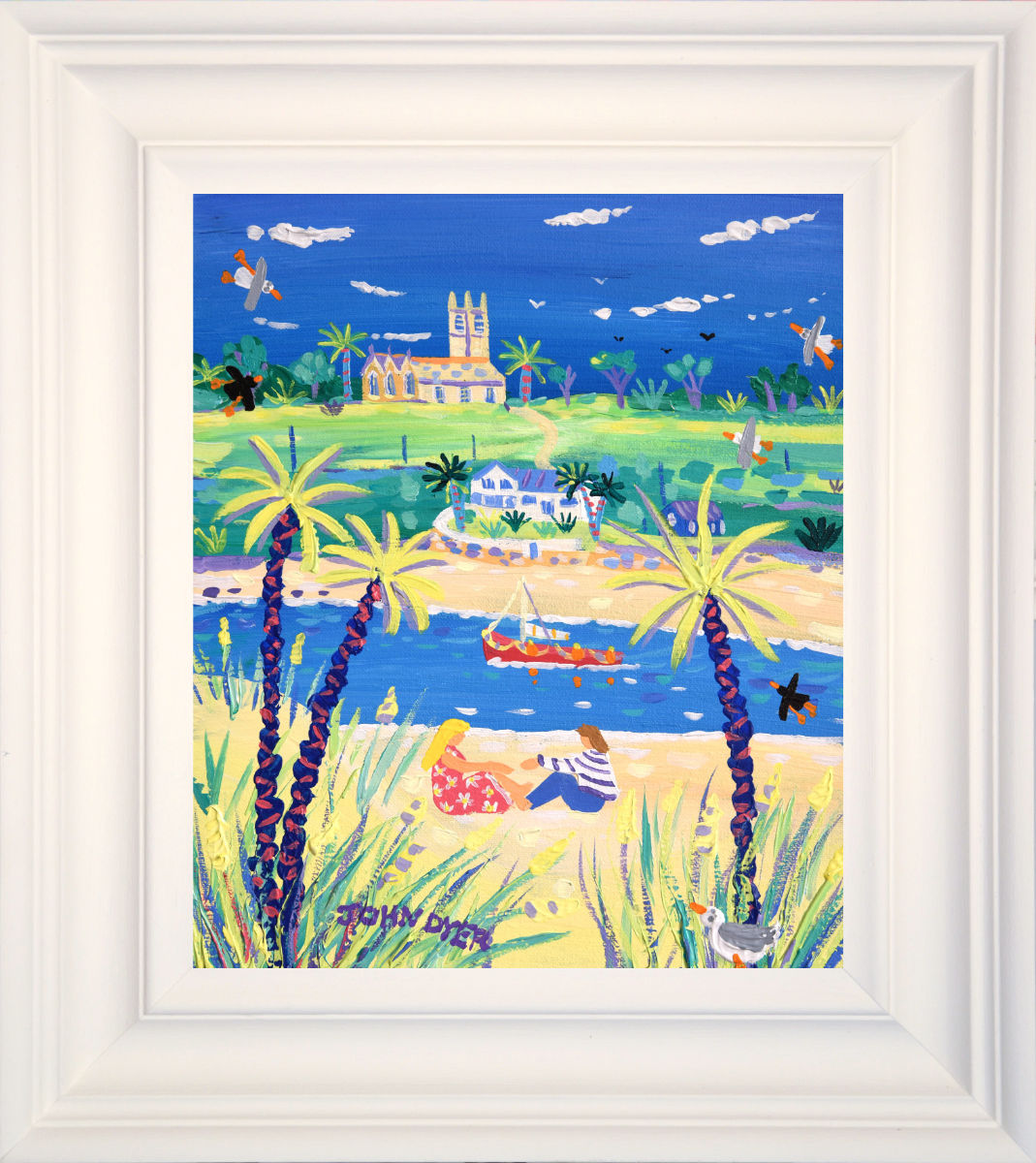 'In Love at Lelant, Hayle', 12x10 inches acrylic on canvas. Cornwall Painting by Cornish Artist John Dyer. Cornish Art from our Cornwall Art Gallery