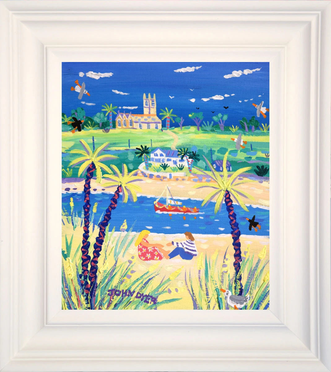 'In Love at Lelant, Hayle', 12x10 inches acrylic on canvas. Cornwall Painting by Cornish Artist John Dyer. Cornish Art from our Cornwall Art Gallery John Dyer