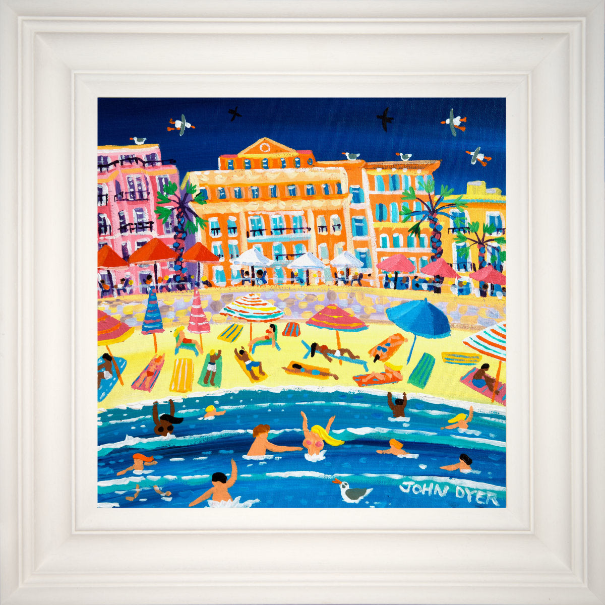 'Mediterranean Moment, Menton, France', 12x12 inches acrylic on canvas. Paintings of France by British Artist John Dyer. French Art Gallery