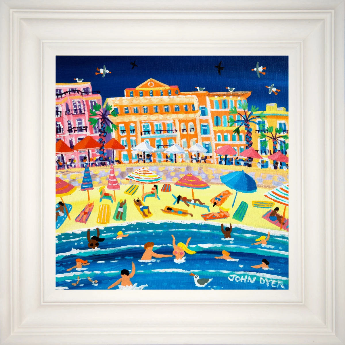'Mediterranean Moment, Menton, France', 12x12 inches acrylic on canvas. Paintings of France by British Artist John Dyer. French Art Gallery John Dyer
