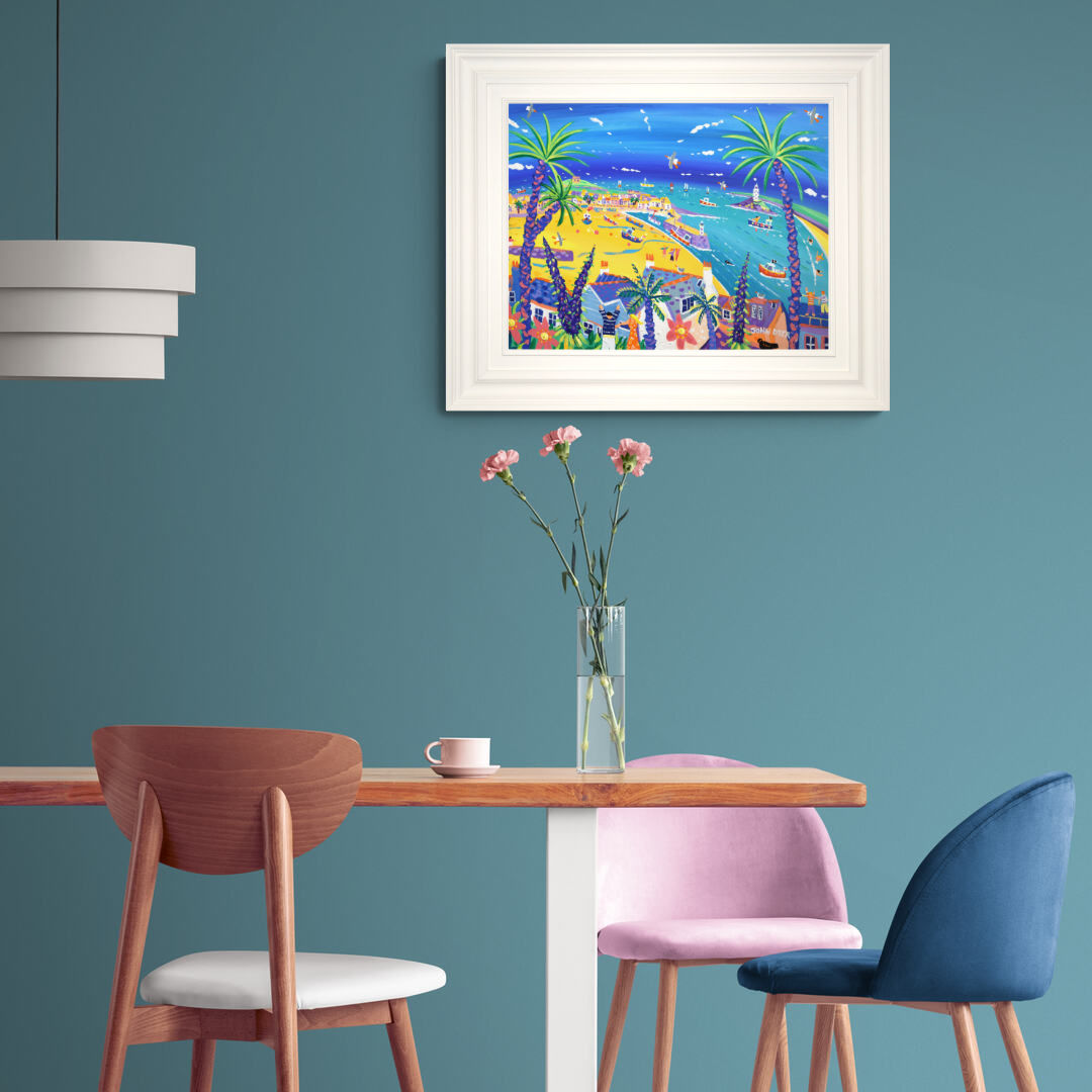 'Tropical view, St Ives', 18x24 inches acrylic on canvas. Cornwall Painting by Cornish Artist John Dyer. Cornwall Art Gallery