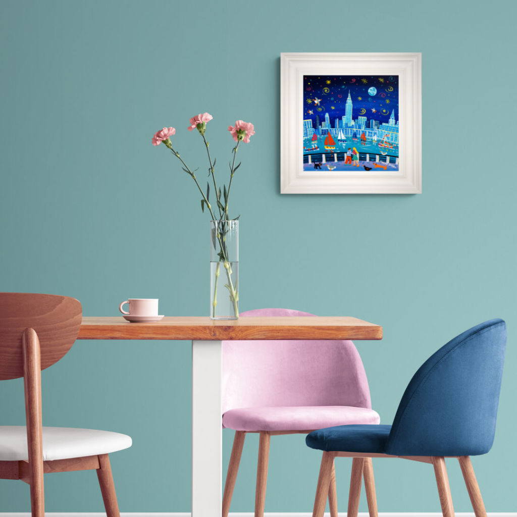 'I Love New York and I Love You', 12x12 inches acrylic on canvas. Paintings of America by British Artist John Dyer. American Art Gallery