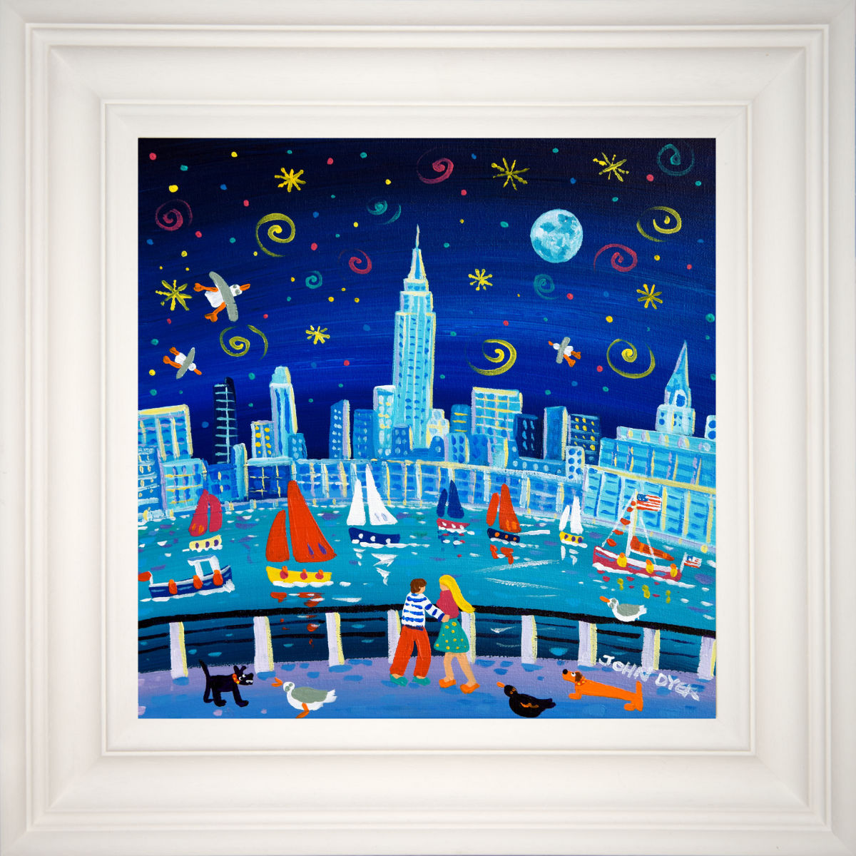 'I Love New York and I Love You', 12x12 inches acrylic on canvas. Paintings of America by British Artist John Dyer. American Art Gallery