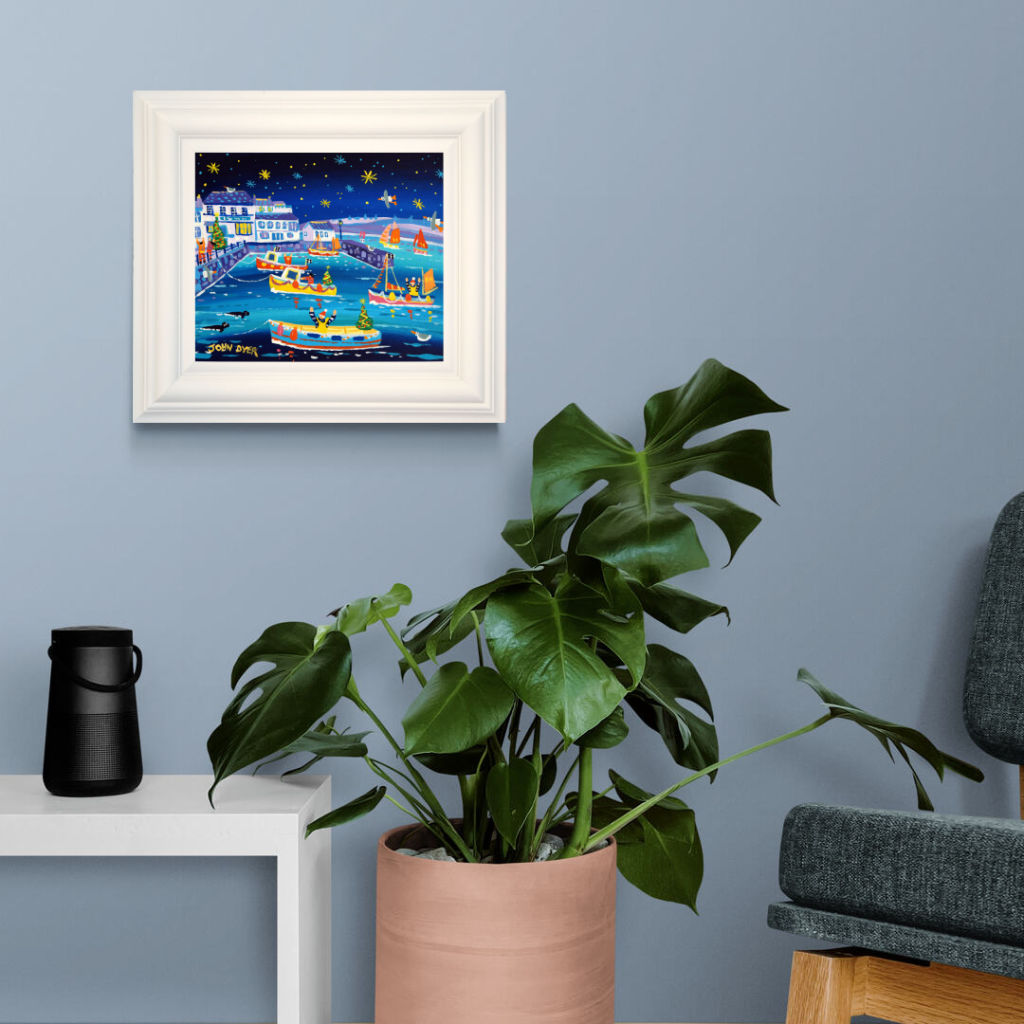 'Customs House Christmas, Falmouth', 10x12 inches acrylic on canvas. Paintings of Cornwall. Cornish Artist John Dyer. Cornwall Art Gallery