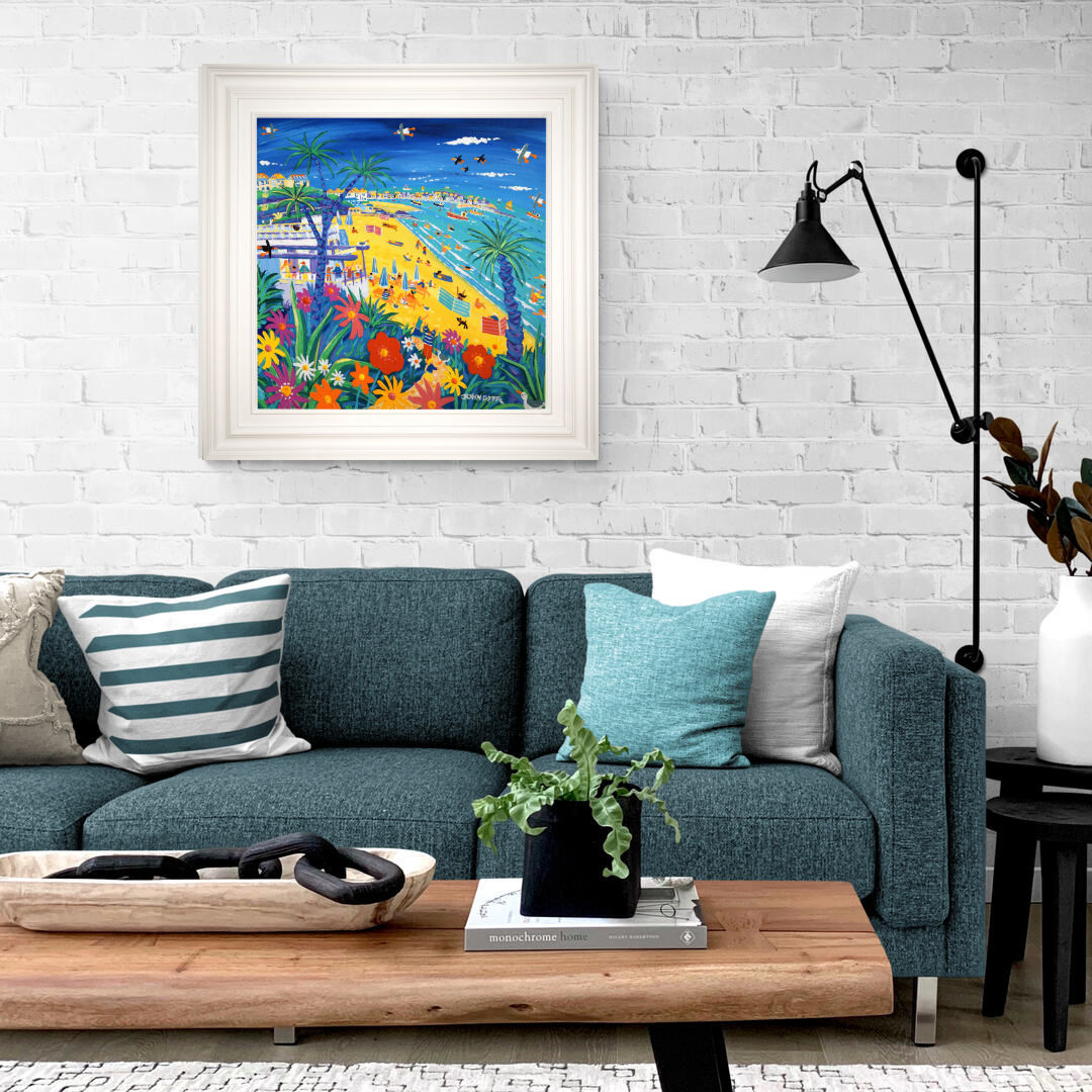 'Walking to Porthminster Beach, St Ives', 24x24 inches acrylic on canvas. Cornwall Painting by Cornish Artist John Dyer. Cornish Art from our Cornwall Art Gallery