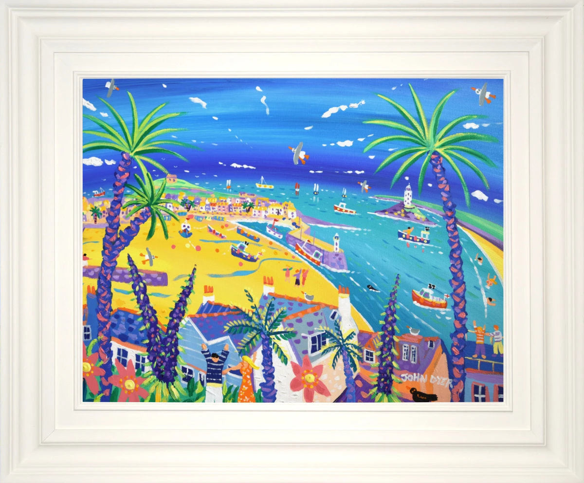 'Tropical View, St Ives', 18x24 inches acrylic on canvas. Cornwall Painting by Cornish Artist John Dyer. Cornwall Art Gallery John Dyer