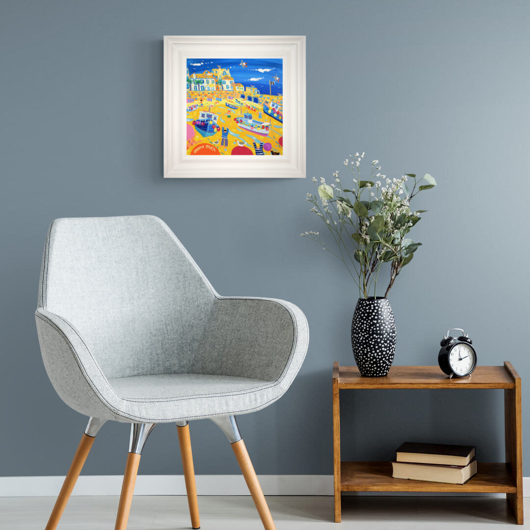 'Exploring the Harbour, St Ives', 12x12 inches acrylic on canvas. Paintings of Cornwall by Cornish Artist John Dyer. Cornwall Art Gallery