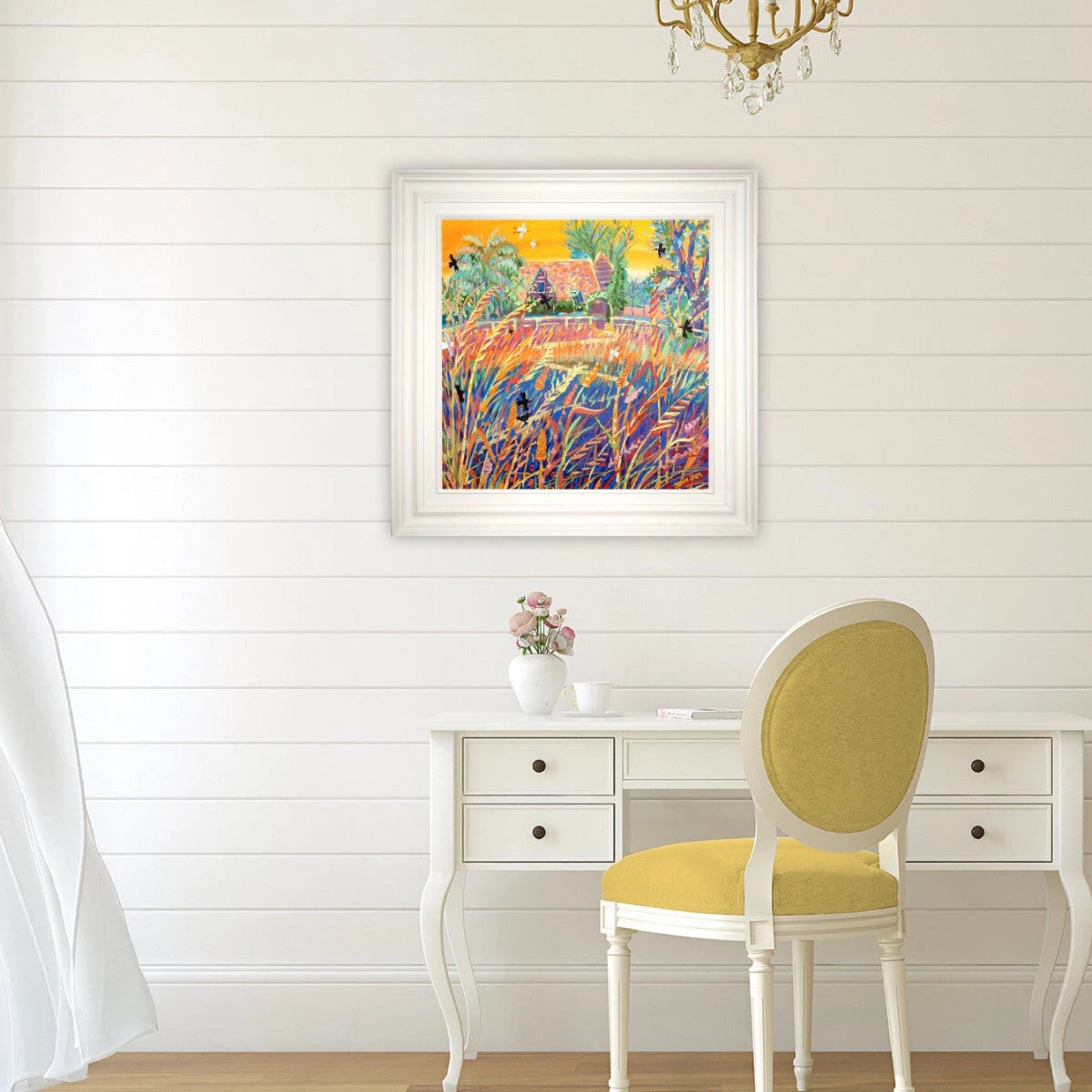 Original Painting by John Dyer. Sunset Grasses in the Breeze. Kim Wilde's garden. John Dyer