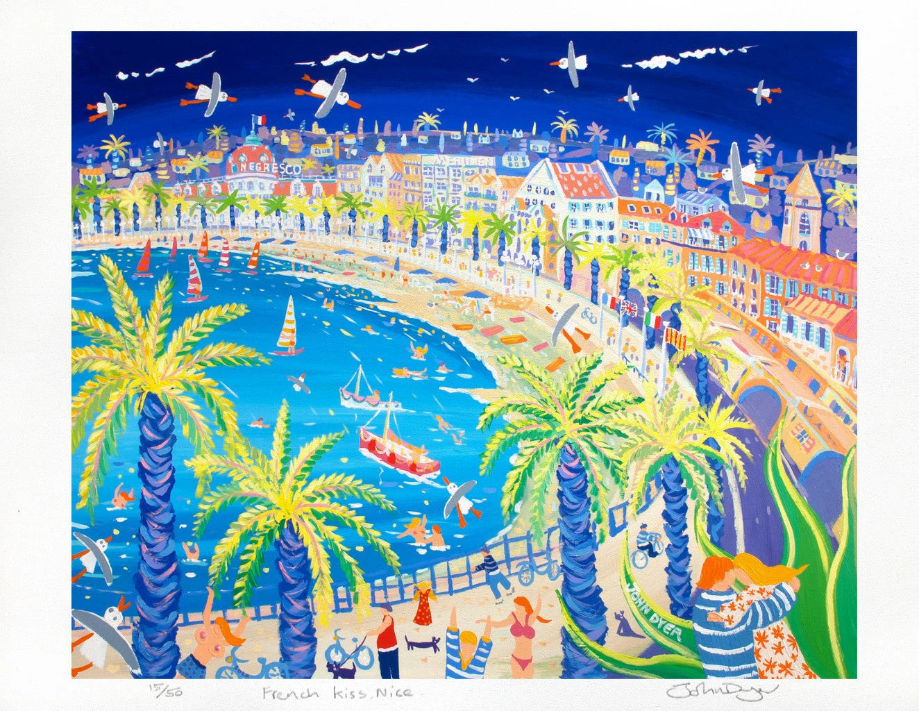 Limited Edition French Print by John Dyer. 'French Kiss, Nice'. John Dyer