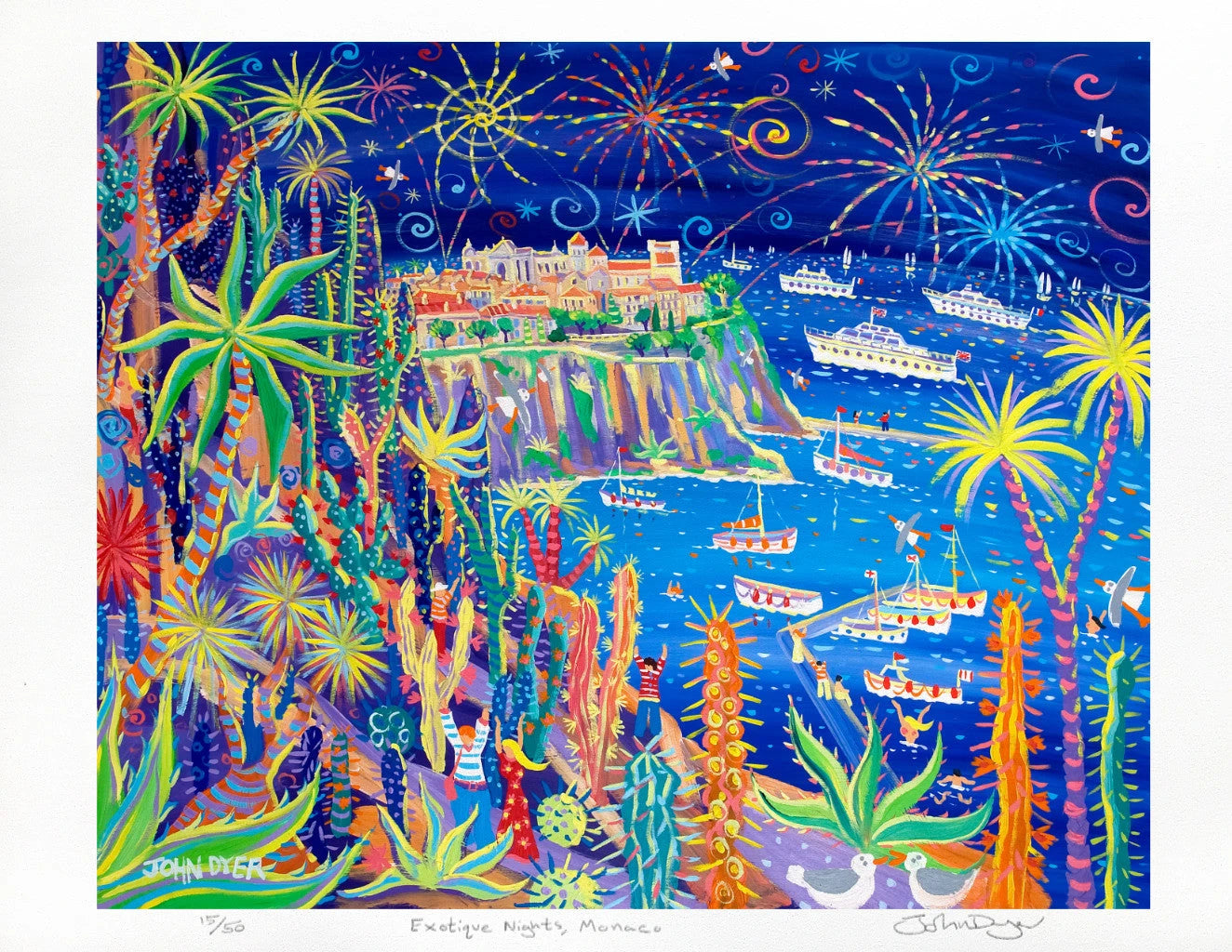 Limited Edition Print of Monaco by John Dyer. 'Exotique Nights, Monaco'. Art Gallery Signed Print John Dyer