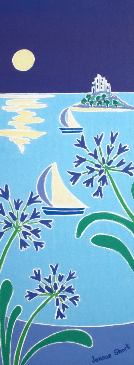 Signed Limited Edition Print by Cornish Artist Joanne Short. 'Moonlight Dancing on the Water St Michael's Mount'. Cornwall Art Gallery Print Joanne Short