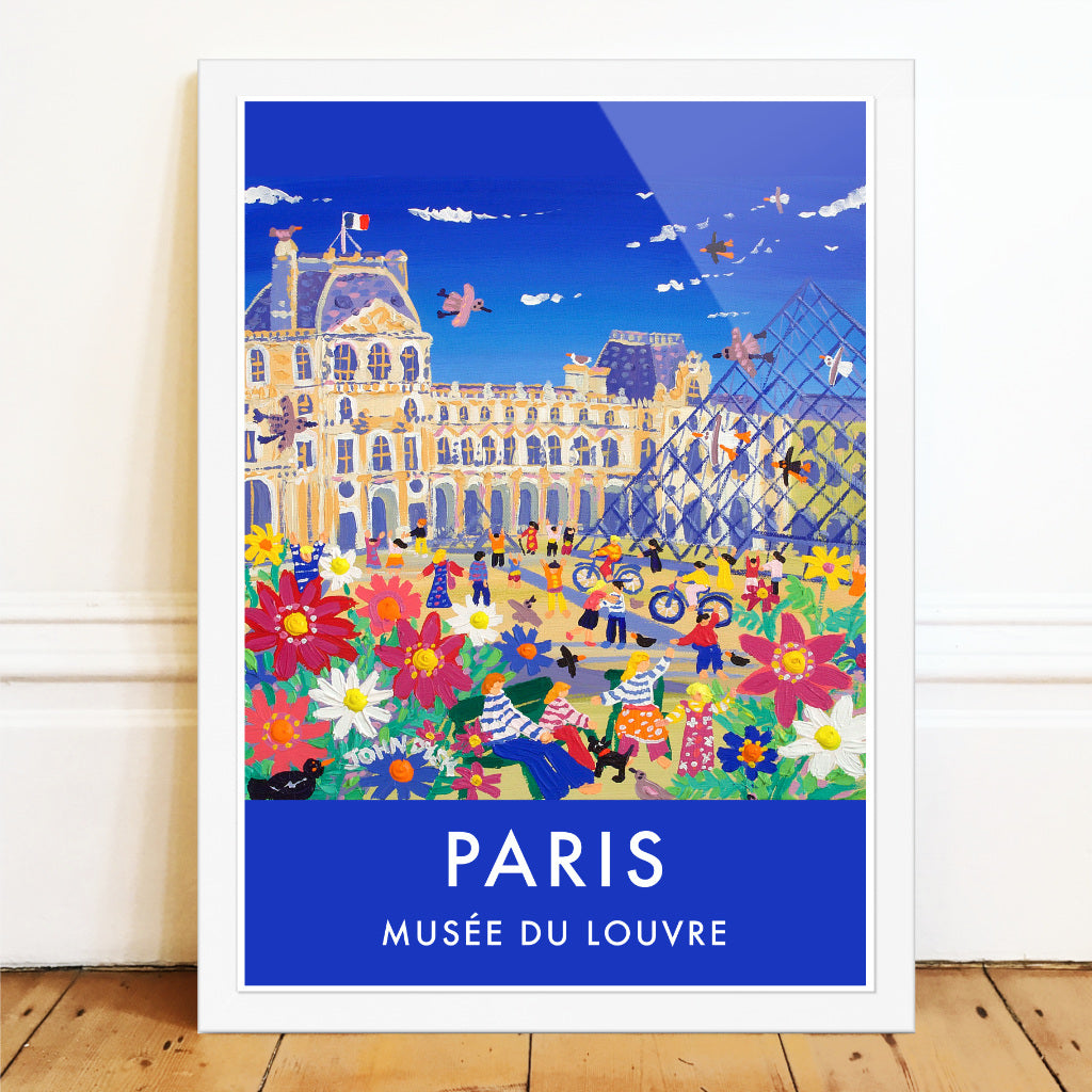 French Print of the Musée Du Louvre, Paris. Vintage Style Travel Poster Art Print by John Dyer. France Wall Art