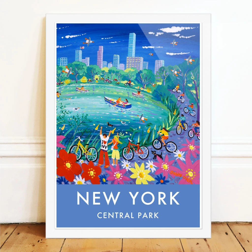 New York City Prints. Central Park Cycling. Art Posters of New York by John Dyer. Wall Art Gallery NY John Dyer