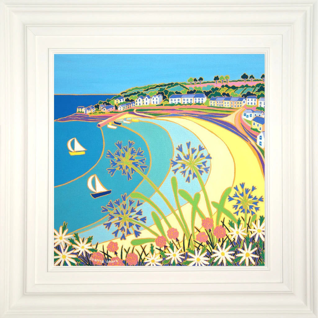 Joanne Short Painting. Agapanthus on the Coast Path, Portscatho. 18 x 18 inches oil on canvas Joanne Short