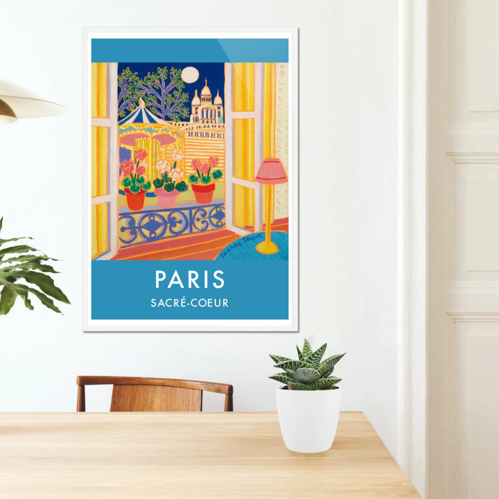 French Print of the Sacré-Coeur, Paris. Vintage Style Interior Poster Art Print by Joanne Short. France Wall Art Joanne Short