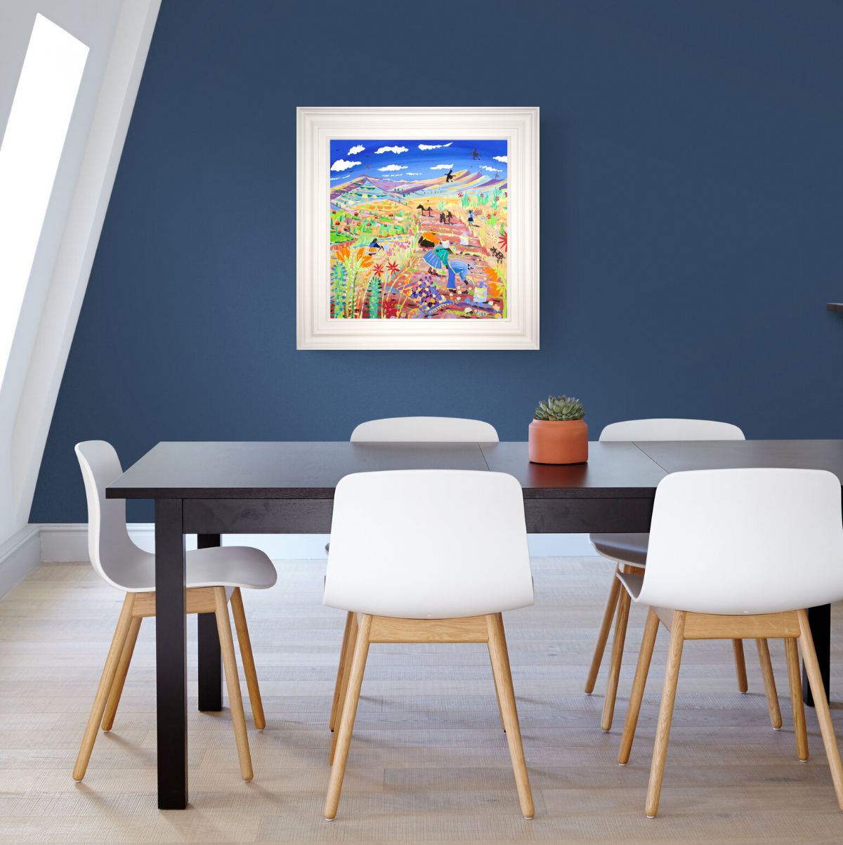 'The Potato Harvest, Amaru, Peru'. 24x24 inches acrylic on canvas. Paintings of Peru by John Dyer from our Online Art Gallery