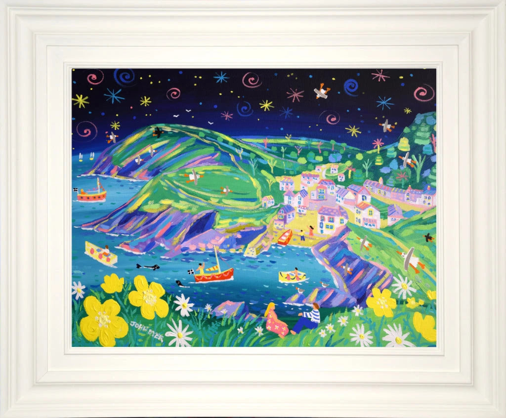 John Dyer Painting. Twinkling Stars, Portloe. 18 x 24 inches acrylic on canvas John Dyer