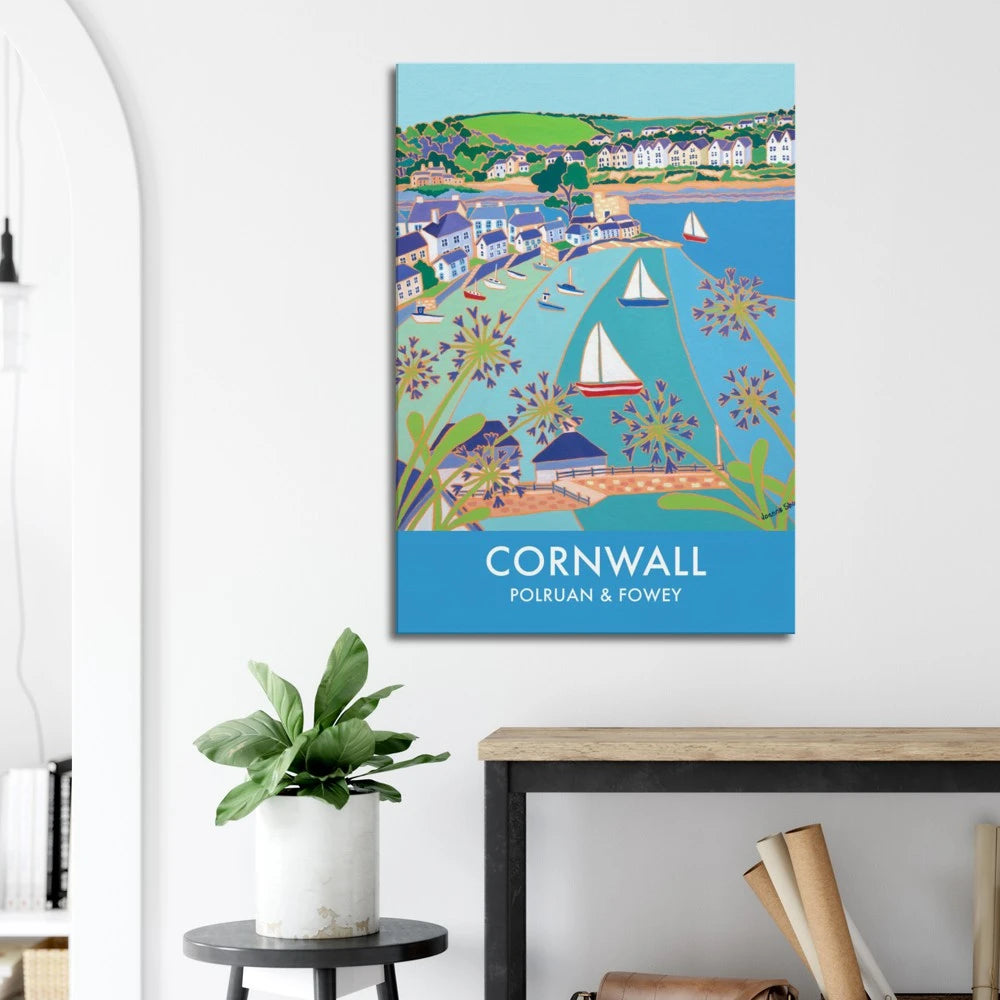 Canvas Art Print by Joanne Short of Polruan and Fowey, Cornwall from our Cornwall Art gallery Joanne Short