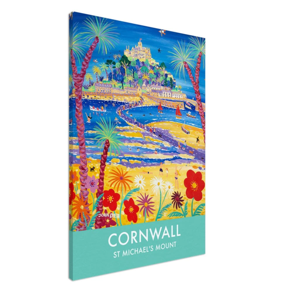Canvas Art Print by John Dyer of Marazion Beach and St Michael's Mount, Cornwall from our Cornwall Art Gallery John Dyer