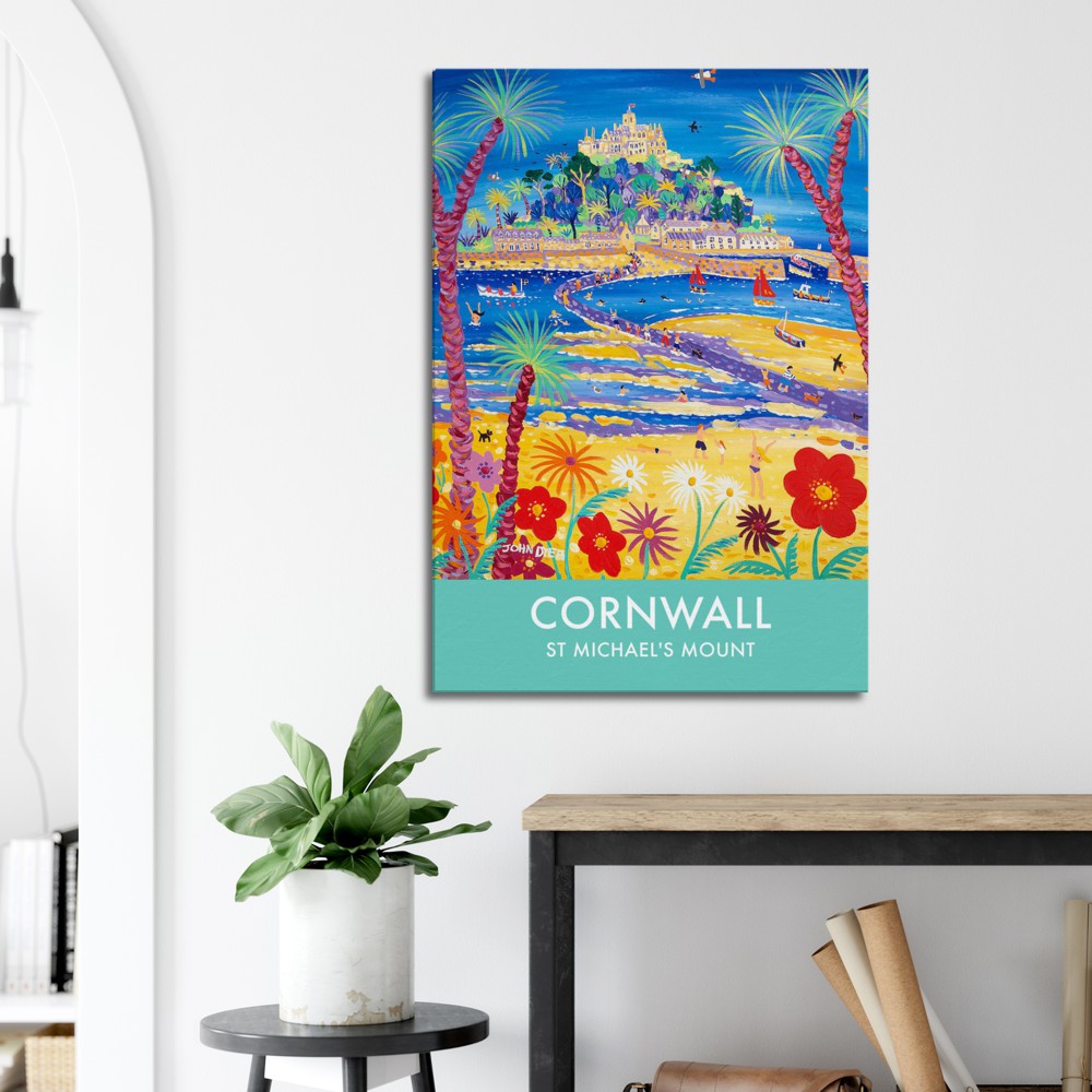Canvas Art Print by John Dyer of Marazion Beach and St Michael's Mount, Cornwall from our Cornwall Art Gallery
