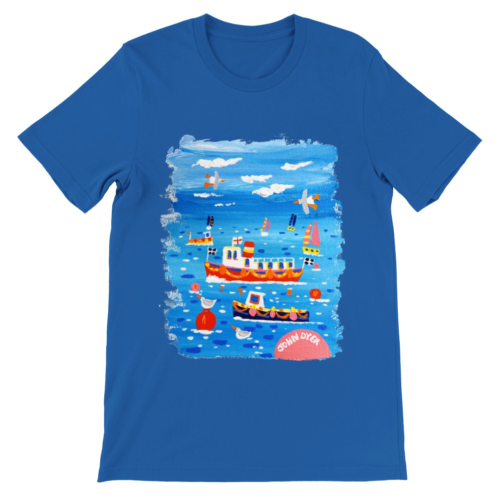 John Dyer Unisex Art Seaside Cornwall T-Shirt. 'Cornish Boats'. Cornwall Art Gallery