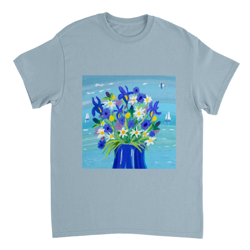John Dyer Unisex Cornwall Art T-Shirt. 'Seaside Flowers'. Cornwall Art Gallery John Dyer
