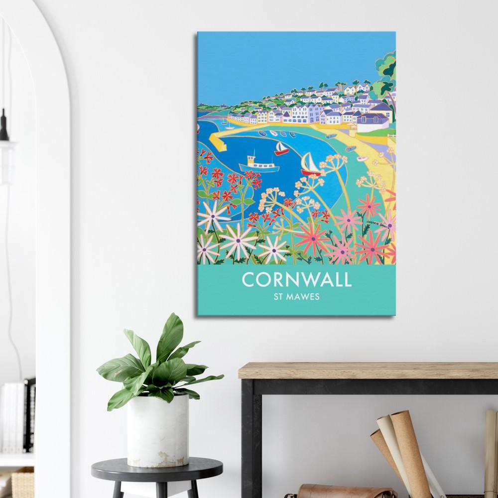 Canvas Art Print by Joanne Short of St Mawes Harbour and Beach, Cornwall from our Cornwall Art Gallery Joanne Short