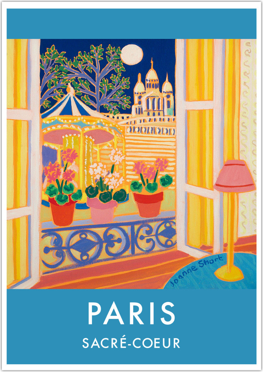 French Print of the Sacré-Coeur, Paris. Vintage Style Interior Poster Art Print by Joanne Short. France Wall Art