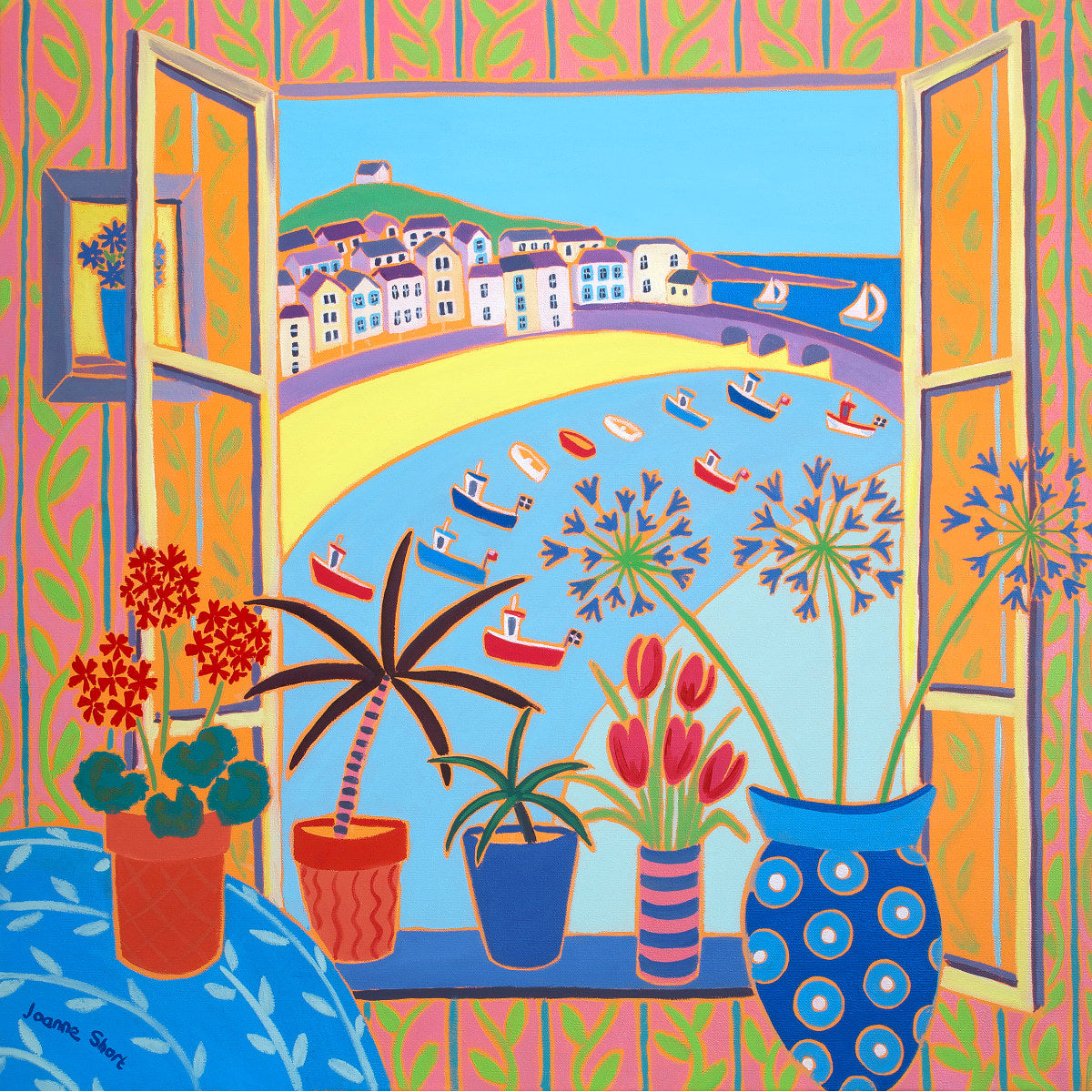 Signed Limited Edition Cornwall Art Print by Cornish Artist Joanne Short. 'Glorious View, St Ives'. Cornwall Art Gallery Print