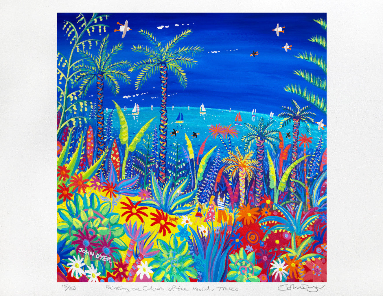 Tresco Abbey gardens captured by artist John Dyer in this art print